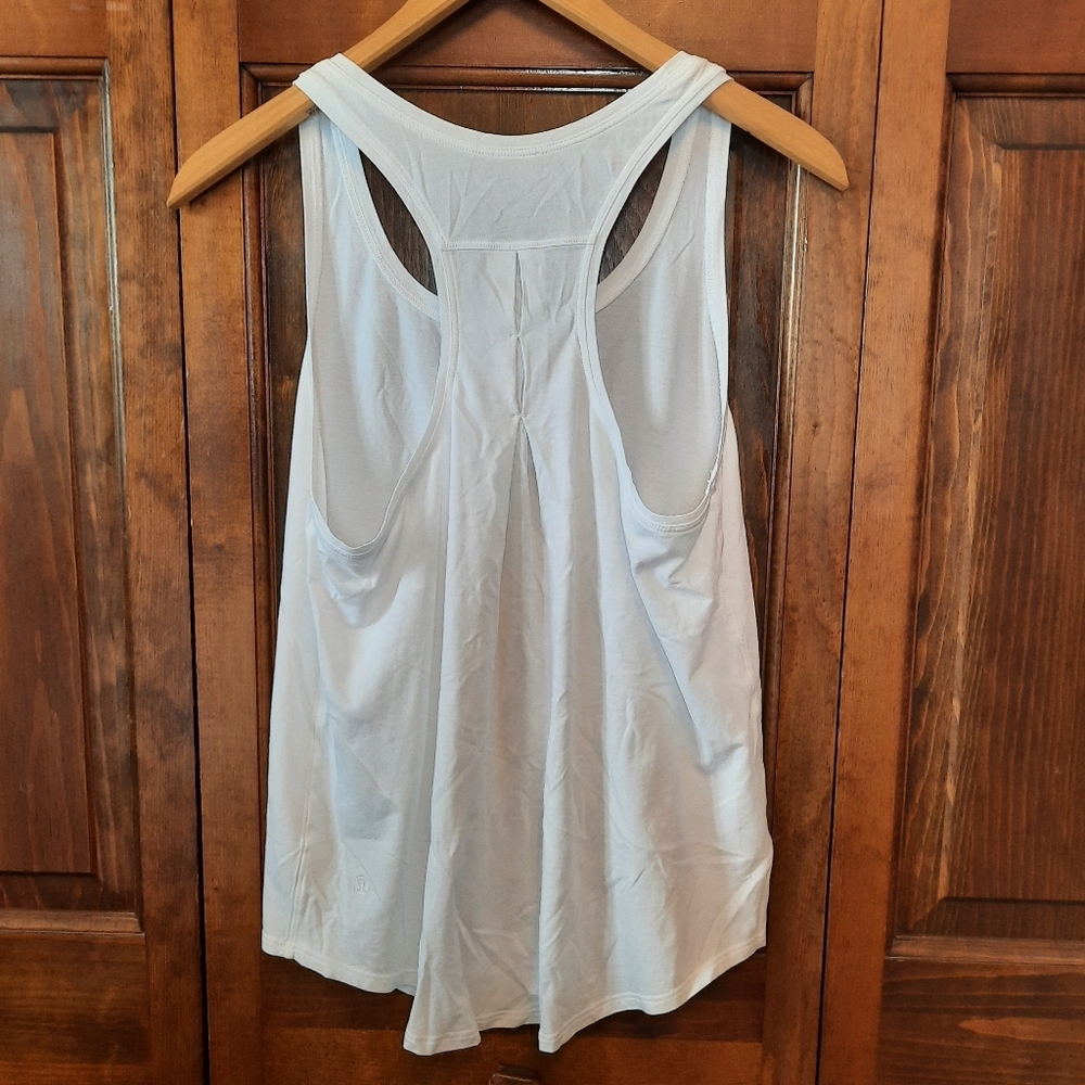 🛍 Lululemon Love Tank *Pleated White Cotton Racerback Tank Top Athletic Yoga - Picture 8 of 14